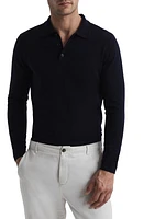 Reiss Trafford Long Sleeve Wool Polo Sweater Navy at Nordstrom,