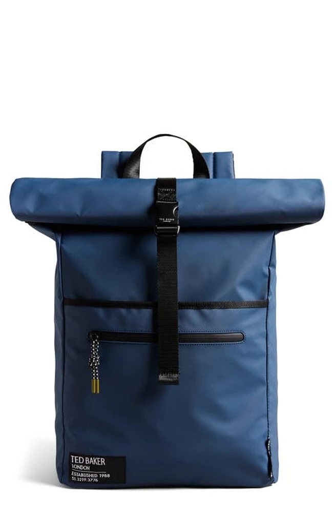 Ted Baker London Clime Rubberized Rolltop Backpack in Navy at Nordstrom