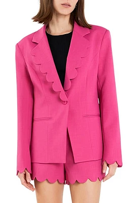 English Factory Scallop Single Button Blazer Fuchsia at Nordstrom,