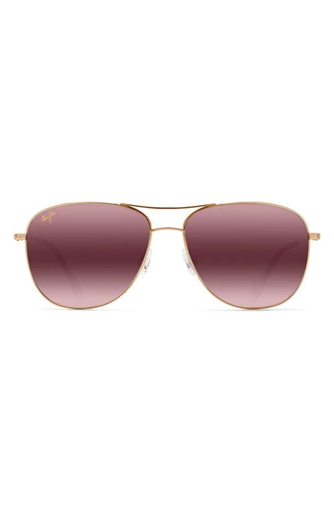 Maui Jim Cliff House 59mm Polarized Aviator Sunglasses in Gold/Maui Rose at Nordstrom