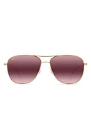 Maui Jim Cliff House 59mm Polarized Aviator Sunglasses in Gold/Maui Rose at Nordstrom