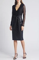 bebe Mixed Media Long Sleeve Lace & Faux Leather Dress at Nordstrom,