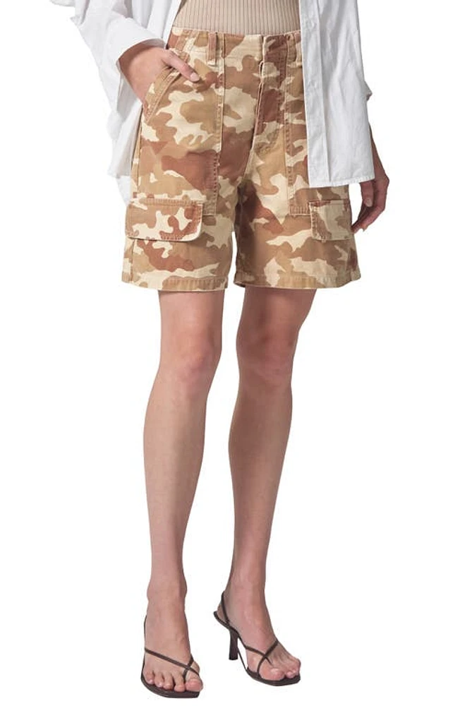 Citizens of Humanity Georgia Camo Print Cotton Denim Cargo Shorts Sand at Nordstrom,