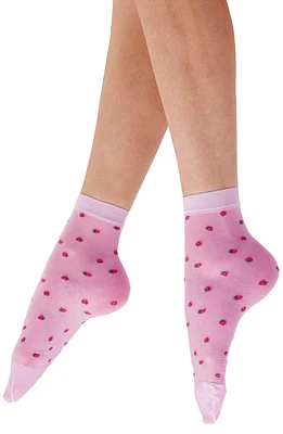 Pretty Polly Strawberry Anklet Socks in Pink at Nordstrom