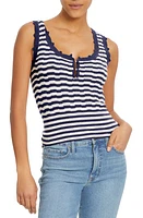 Sam Edelman Mariyah Scallop Tank in Navy Stripe at Nordstrom, Size X-Large