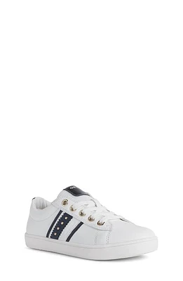 Geox Kids' Kathe Low-Top Leather Sneaker White/navy at Nordstrom,