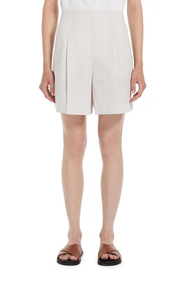 Max Mara Leisure Canale Stripe Pleated Shorts Ecru at Nordstrom,