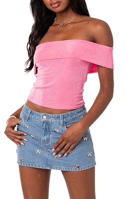 EDIKTED Mindi Foldover Off the Shoulder Top Pink at Nordstrom,