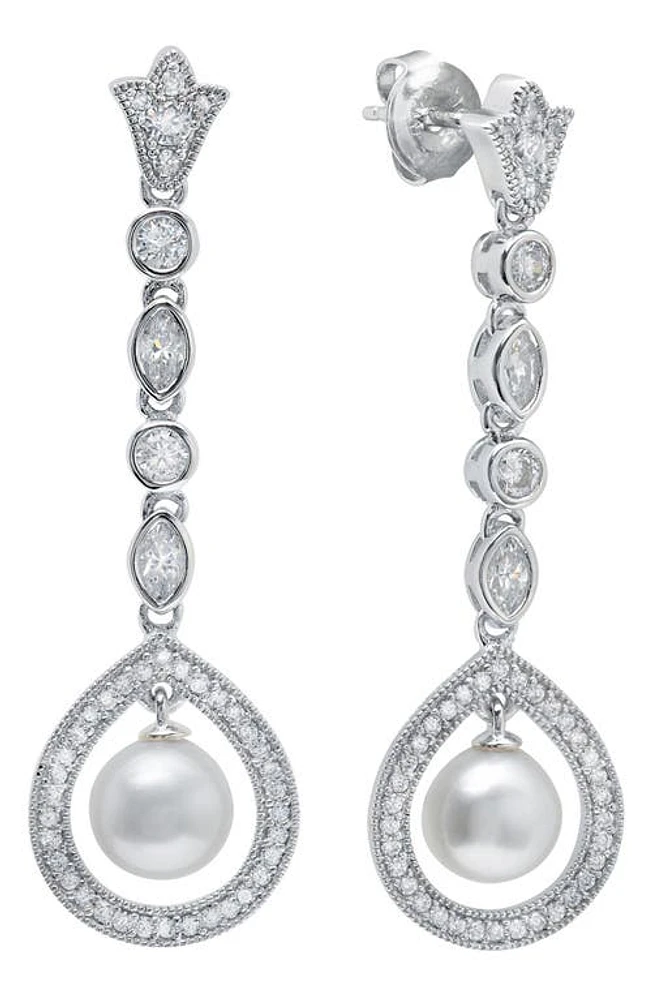 Crislu x Andrew Prince Crystal & Cultured Pearl Drop Earrings in Pearl/Ivory at Nordstrom