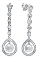 Crislu x Andrew Prince Crystal & Cultured Pearl Drop Earrings in Pearl/Ivory at Nordstrom