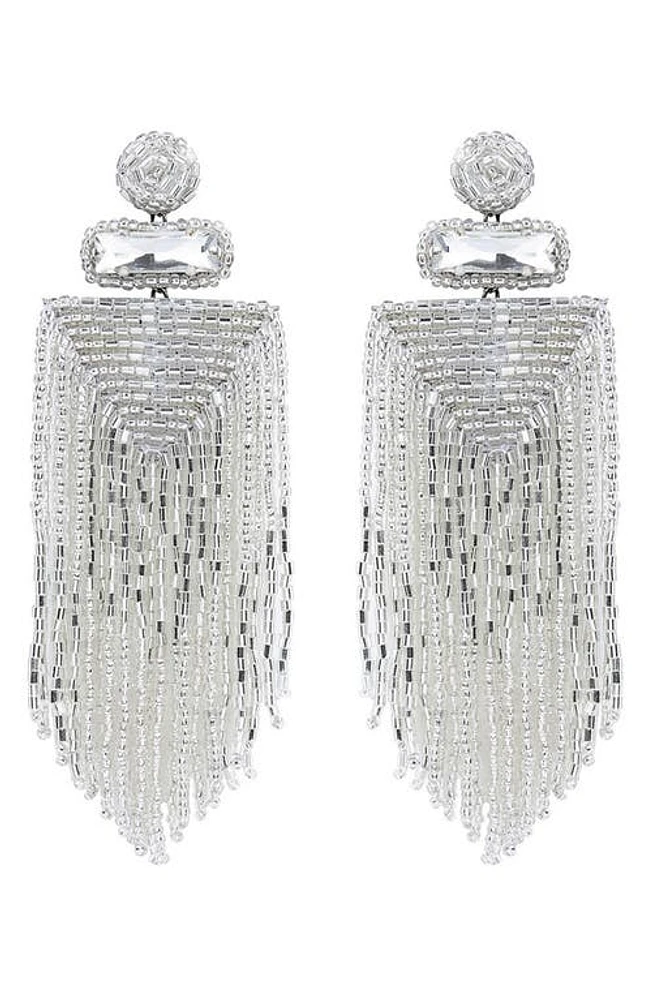 Deepa Gurnani Jody Beaded Tassel Earrings in Silver at Nordstrom