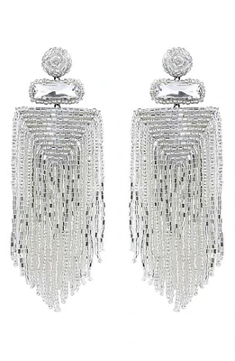 Deepa Gurnani Jody Beaded Tassel Earrings in Silver at Nordstrom