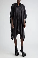 Rick Owens Long Zip Front Silk Poncho in Black at Nordstrom