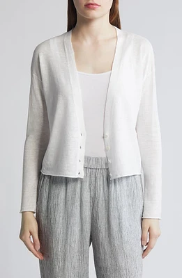 Eileen Fisher V-Neck Organic Linen & Cotton Cardigan at Nordstrom,