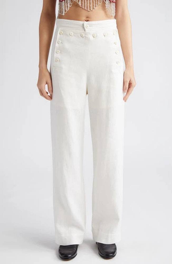 Bode Linen Sailor Trousers White at Nordstrom,