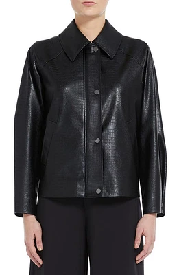 Max Mara Leisure Nepal Croc Embossed Faux Leather Jacket in Black at Nordstrom, Size Medium