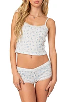 EDIKTED Playtime Pointelle Crop Tank Cream/Blue Mix at Nordstrom,