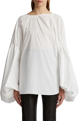 Khaite Quico Balloon Sleeve Top White at Nordstrom,