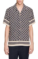 sandro Cross Print Camp Shirt at Nordstrom,