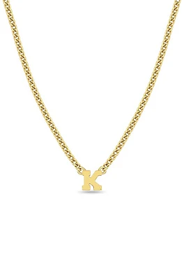 Zoë Chicco Curb Chain Initial Pendant Necklace in Yellow Gold-K at Nordstrom, Size 16