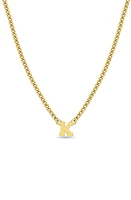 Zoë Chicco Curb Chain Initial Pendant Necklace in Yellow Gold-K at Nordstrom, Size 16