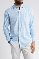 Peter Millar Solana Plaid Button-Up Shirt Cottage Blue at Nordstrom,