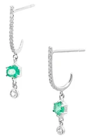 Meira T Emerald & Diamond Earrings in White Gold at Nordstrom