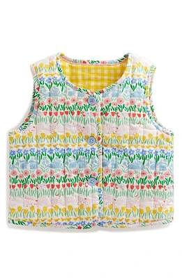 Mini Boden Kids' Floral Quilted Vest Multi Spring Stripe at Nordstrom,