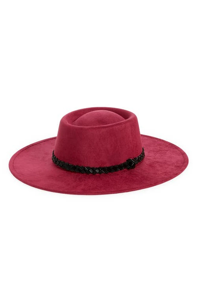 Treasure & Bond Faux Suede Boater Hat in Burgundy Combo at Nordstrom