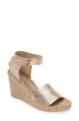 Pedro Garcia Olany Ankle Strap Espadrille Platform Wedge Sandal Rose Gold Cervo Lame at Nordstrom,