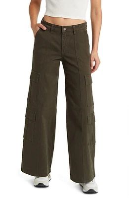 Prosperity Denim High Waist Wide Leg Cargo Jeans Olive at Nordstrom,