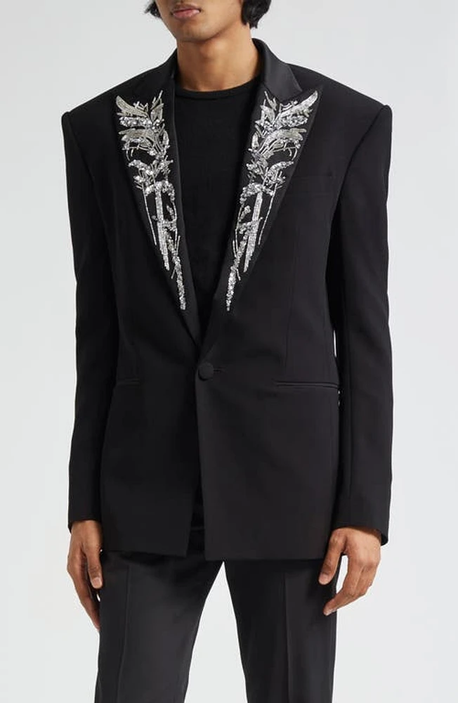 Balmain Embellished Lapels Dinner Jacket Black/Crystal at Nordstrom, Us