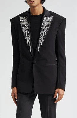 Balmain Embellished Lapels Dinner Jacket Black/Crystal at Nordstrom, Us