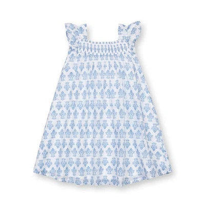 Hope & Henry Girls' Organic Flutter Sleeve Smocked Sundress, Infant in Riviera Woodblock Floral at Nordstrom