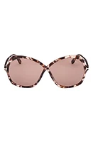 TOM FORD Rosemin 64mm Gradient Oversize Butterfly Sunglasses in Shiny Coloured Havana/Pink at Nordstrom