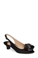 J. Reneé Leonelle Kitten Heel Slingback Sandal Black Satin at Nordstrom,