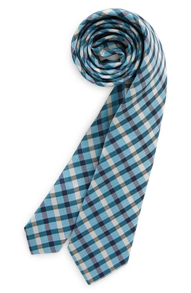 Nordstrom Kids' Palo Alto Check Silk Blend Neck Tie in Blue Ocean Palo Alto Check at Nordstrom