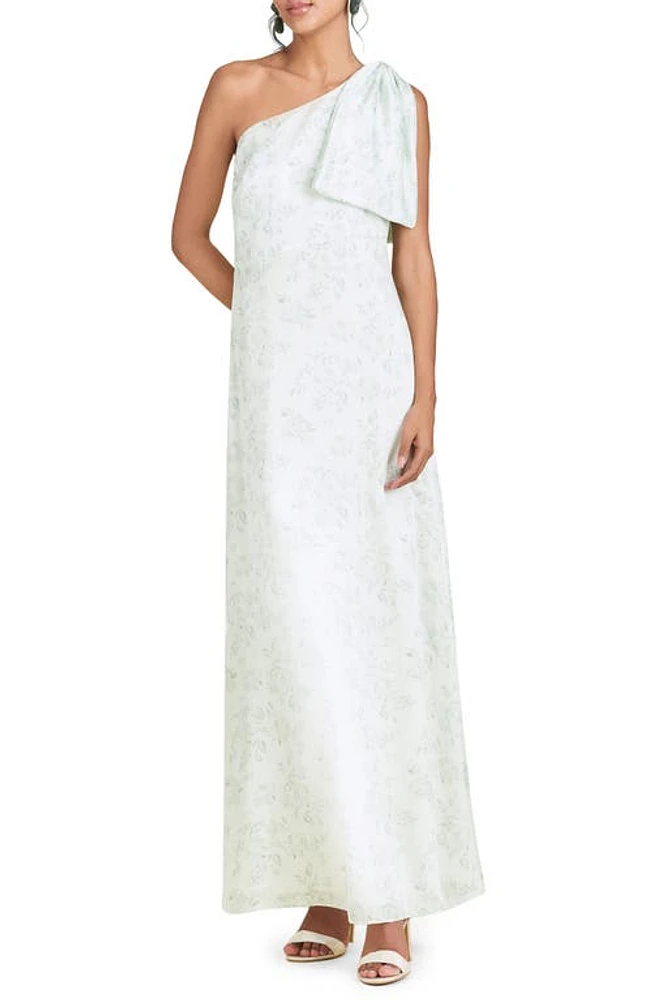 Sachin & Babi Chelsea One-Shoulder Gown Jade Rose Watercolor at Nordstrom,