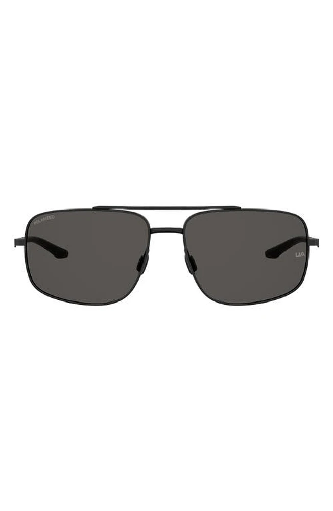 Under Armour 59mm Polarized Aviator Sunglasses in Matte Black at Nordstrom