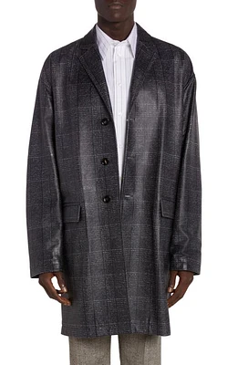 Bottega Veneta Glen Plaid Print Leather Jacket 1063 Black/Grey at Nordstrom, Us