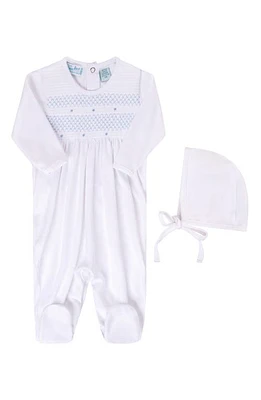 Feltman Brothers Smocked Cotton Footie & Bonnet Set at Nordstrom,