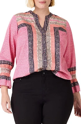 NIC+ZOE Spotty Stripes Button-Up Shirt Pink Multi at Nordstrom,