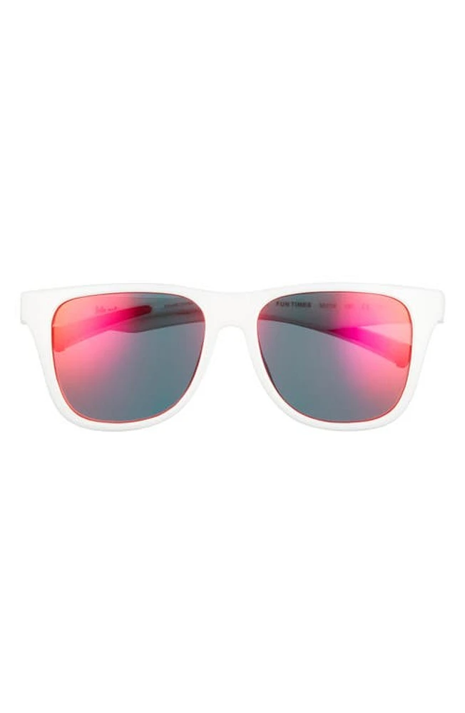 Hurley Fun Times 56mm Polarized Square Sunglasses in Shiny White/Smoke Base at Nordstrom