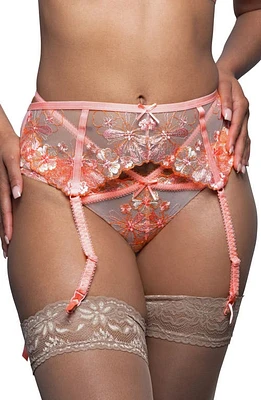 Love, Vera Floral Embroidered Garter Belt Coral at Nordstrom,