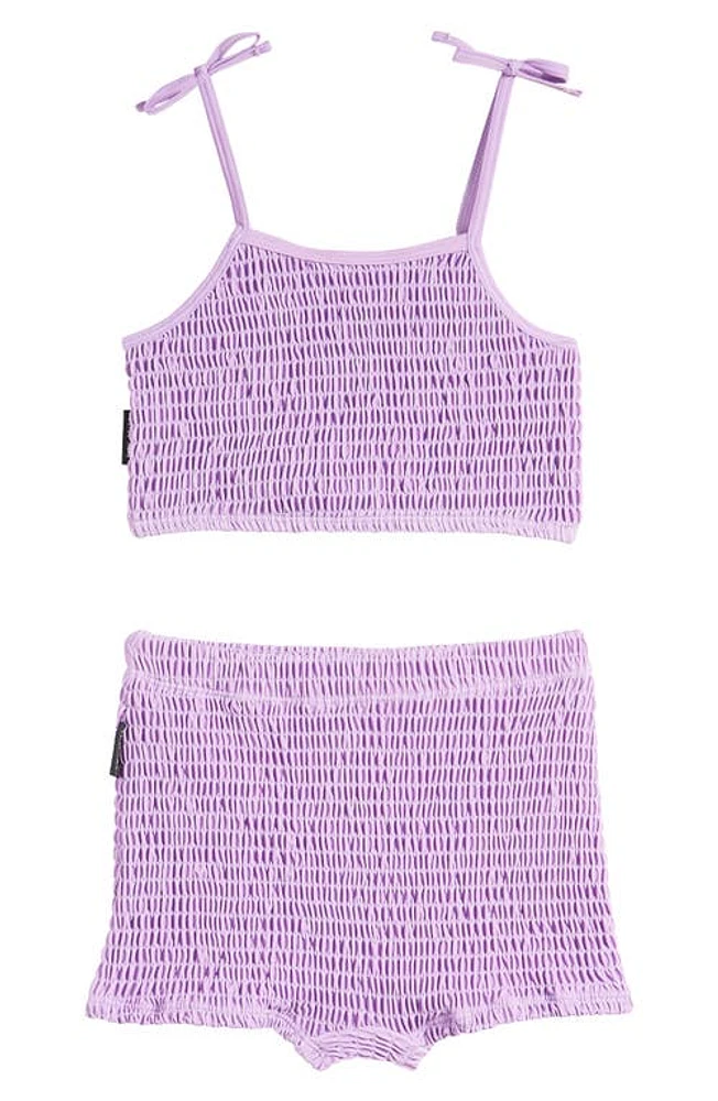 TINY TRIBE Kids' Smocked Two-Piece Swimsuit Lilac at Nordstrom,