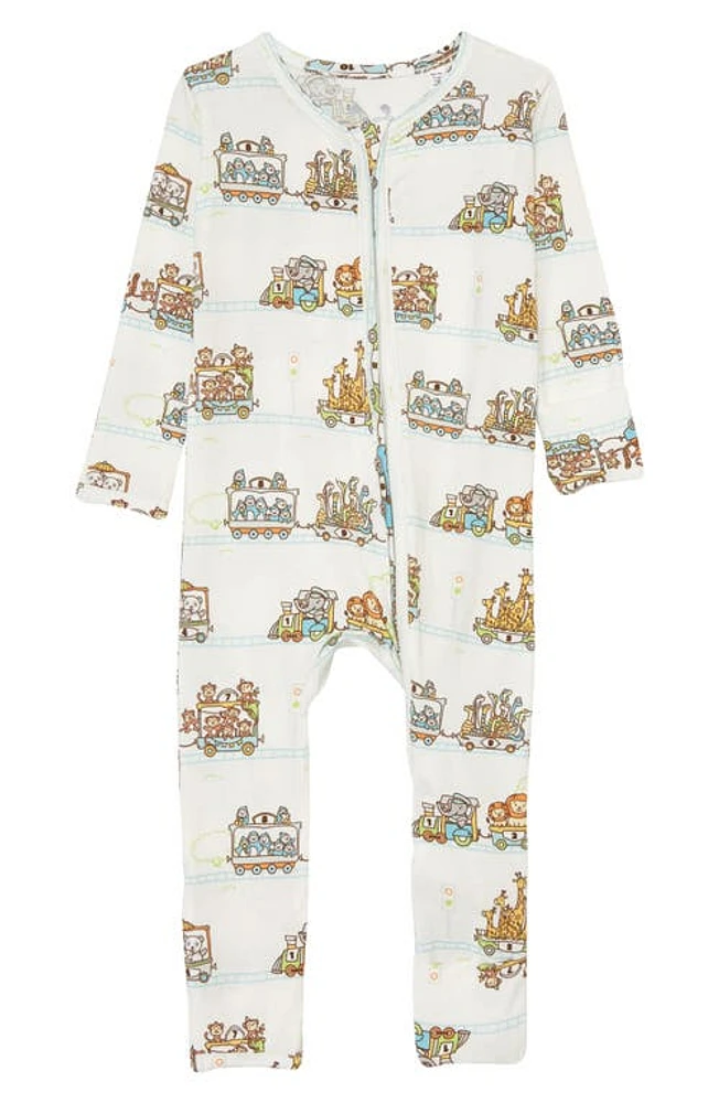 Bellabu Bear Kids' Zoo Train Convertible Footie Pajamas at Nordstrom, Size Newborn