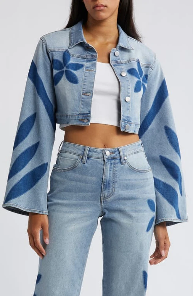 PTCL Shadow Crop Denim Jacket Light Wash at Nordstrom,