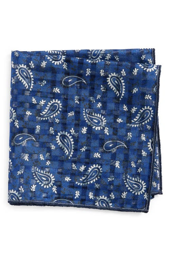 CLIFTON WILSON Paisley Silk Pocket Square in Blue at Nordstrom