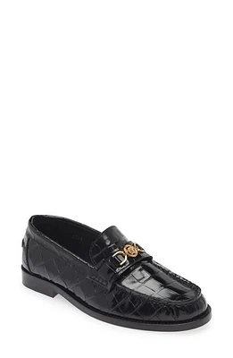 Versace Medusa '95 Croc Embossed Leather Loafer Black at Nordstrom,