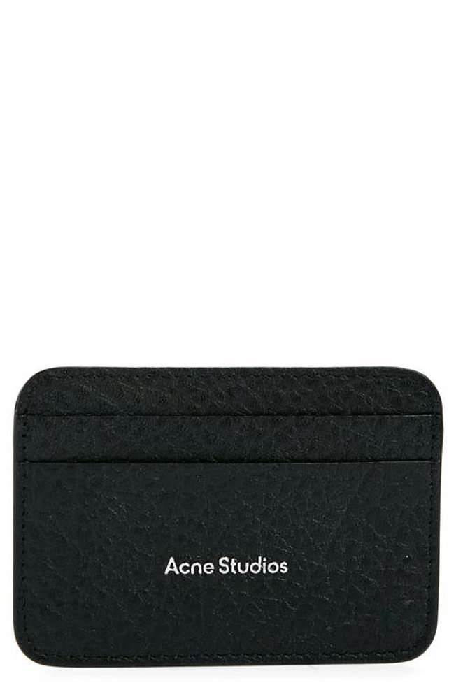 Acne Studios Grained Leather Card Holder in Black at Nordstrom